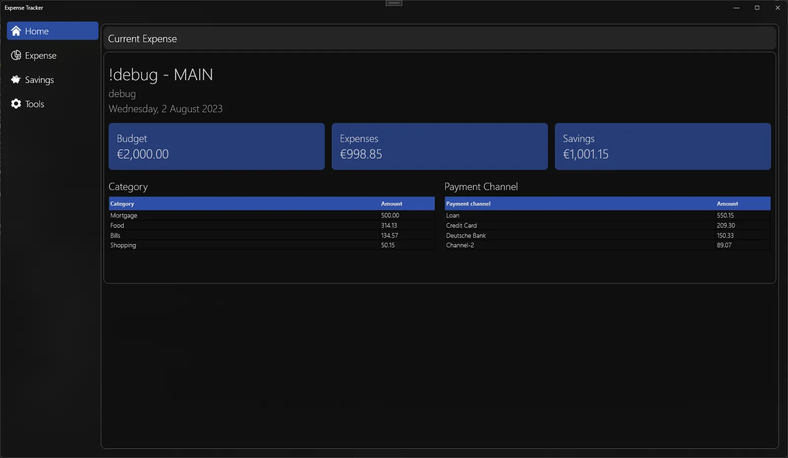 Expense Tracker app screenshot
